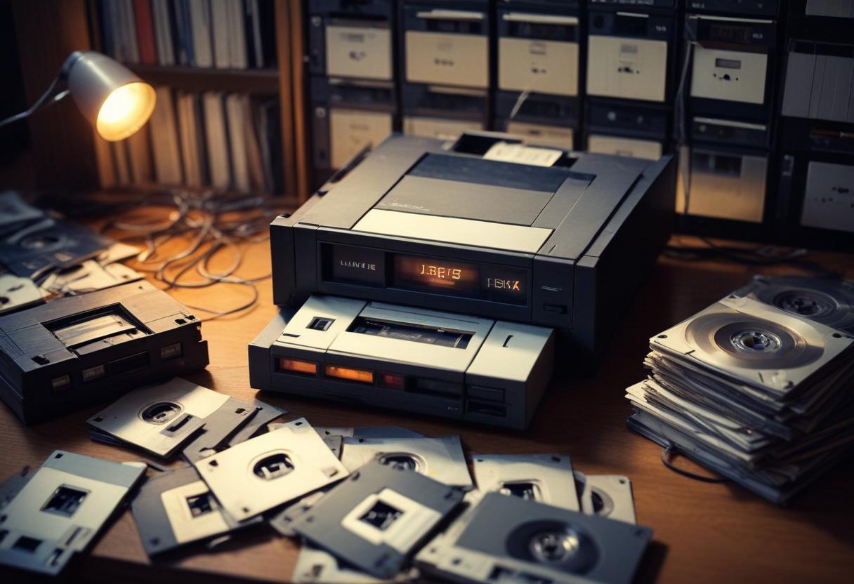Musikminnen och nostalgi med diskettläsare i fokus illustration